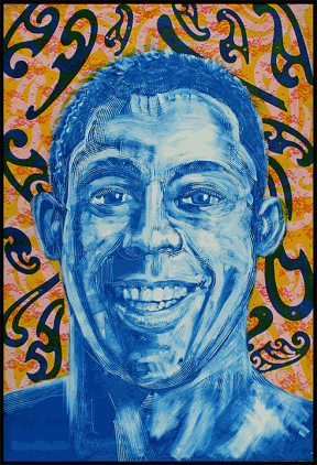 Big Smile, 1 of a monoprint series by Harold Lohner